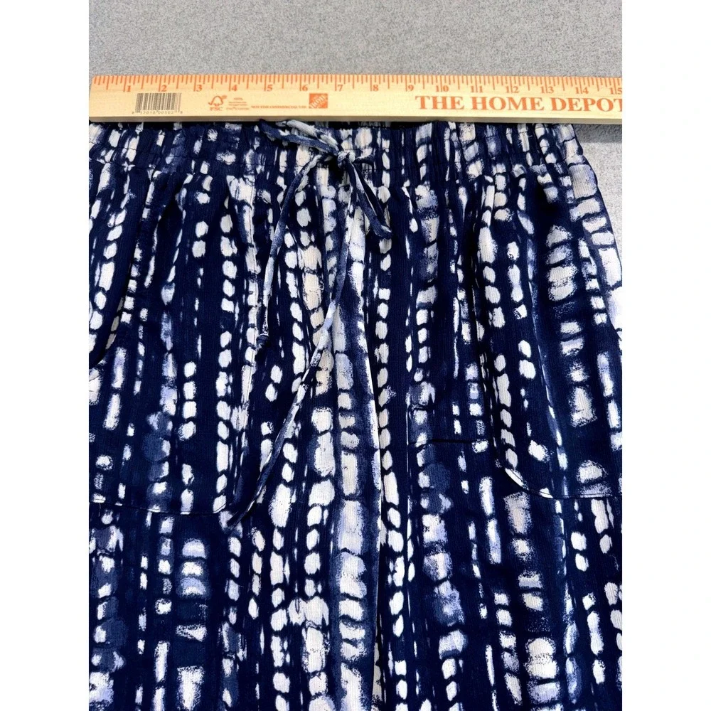 About A Girl Jogger Pants Womens Medium Blue White Shibori Tie Dye Boho Casual